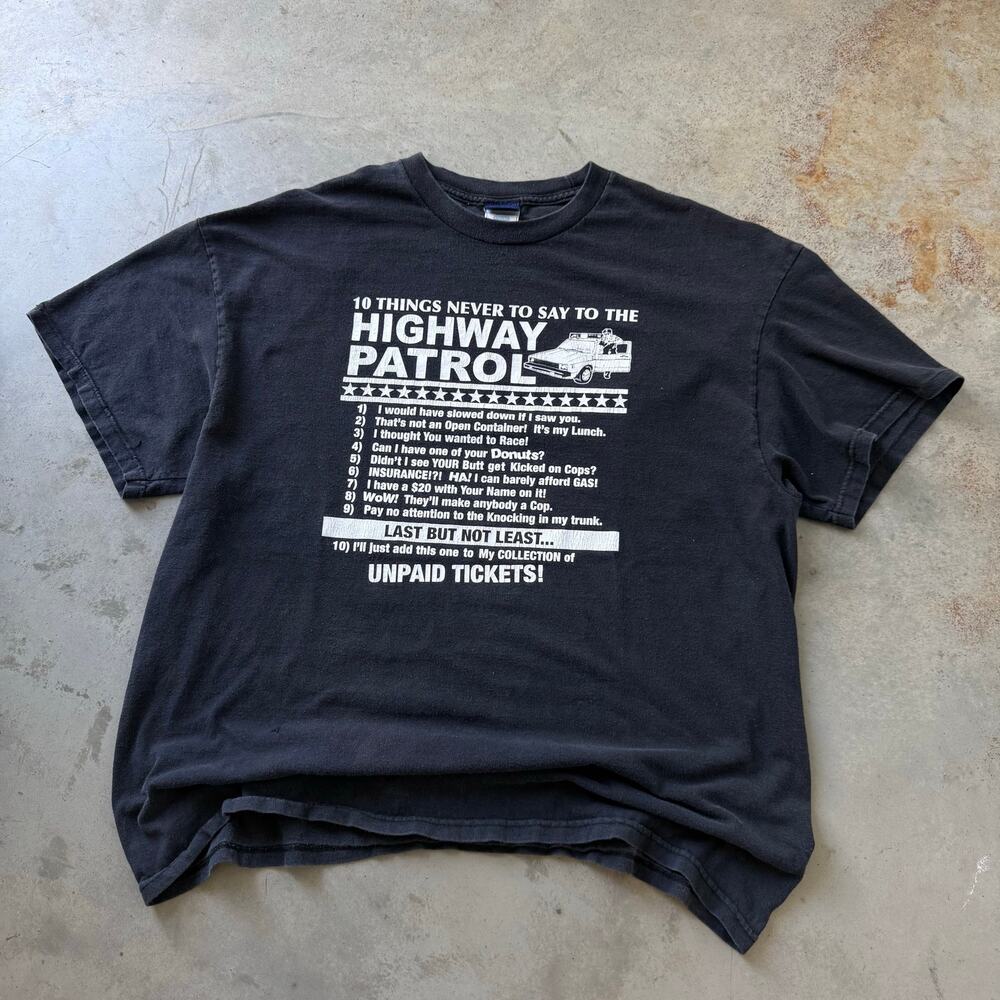 Vintage Y2K Highway Patrol Funny Obscure Joke Retro Graphic T-shirt Size XL
